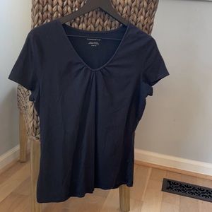 Charter Club Black Blouse Women v neck summer shirt Size medium